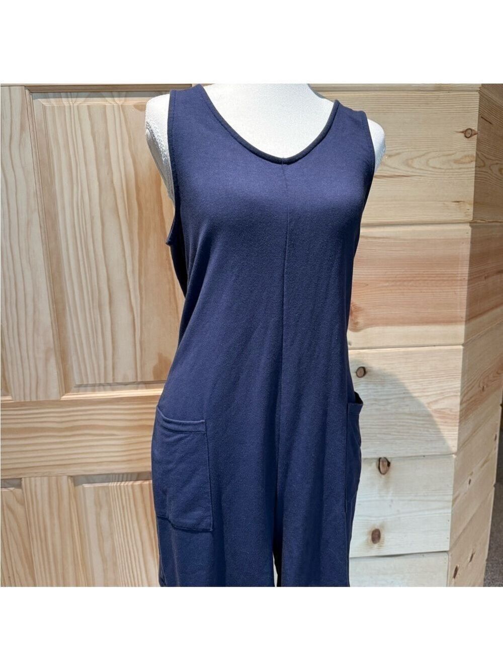Threads 4 Thought Rainey Patch Pocket Romper Navy Small - Picture 7 of 11